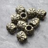 10 Flower Beads, antique brass