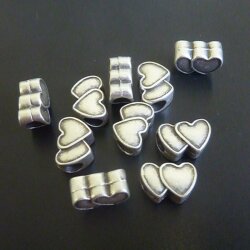 10 double Heart Beads