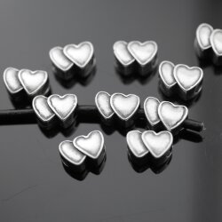 10 double Heart Beads