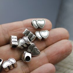 10 double Heart Beads