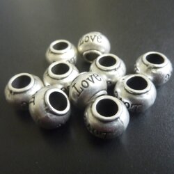 10 Love Beads, antique silver