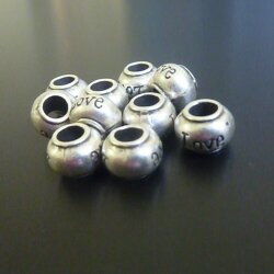 10 Love Beads, antique silver