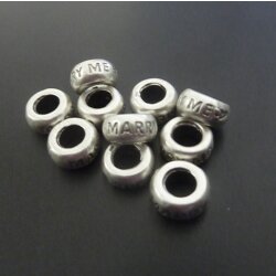 10 Wedding Beads, Marry Me, antique silver