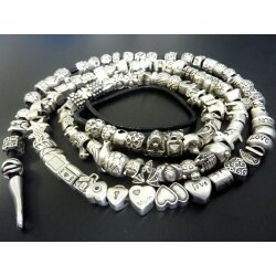 10 BFF Heart Beads, antique silver