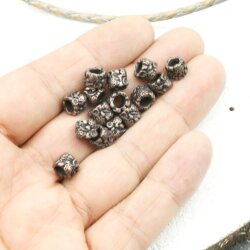 10 Antique Copper Flower Beads