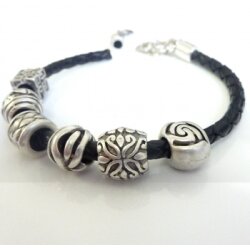 10 Flower Beads, Antique Silver
