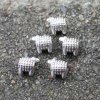 10 Sheep Bead, Sheep Charms, Antique Silver