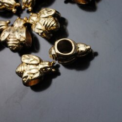 10 Bienen Perlen große Lochung, Gold