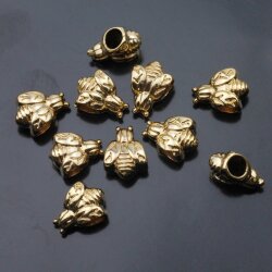 10 bee Beads, Gold