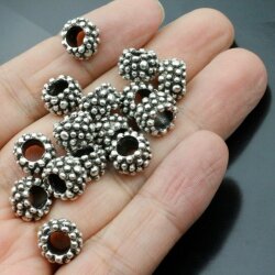 10 Metal Berry Beads, Antique Silver