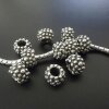 10 Metal Berry Beads, Antique Silver