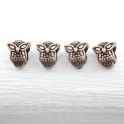 10 Owl Beads, Spacer Beads, Antique Copper