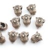 10 Owl Beads, Spacer Beads, Antique Copper