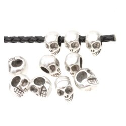 10 Skull, Deaths head Beads, antique silver