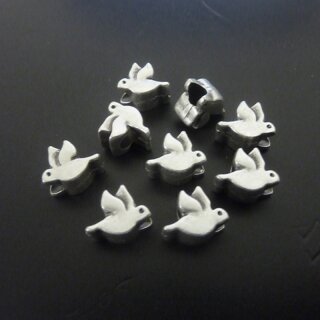 10 Dove Beads, antique silver