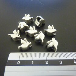 10 Dove Beads, antique silver