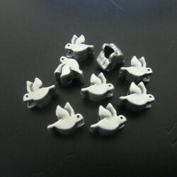 10 Dove Beads, antique silver