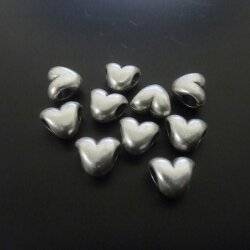 10 Herz Perlen, Altsilber