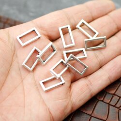 10 Tetragon Pendants, antique silver