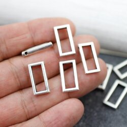 10 Tetragon Pendants, antique silver