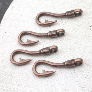 10 Hook Closures, antique copper