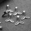 20 Antique Silver Whale Tail Pendants, Whale Fluke Charm