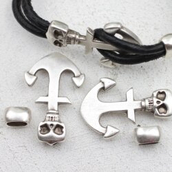 1 Skull, Deaths head anchor Closure with Sliderbeads Set