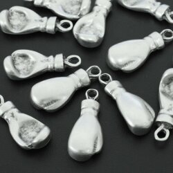 5 boxing glove Pendants, Antique Silver