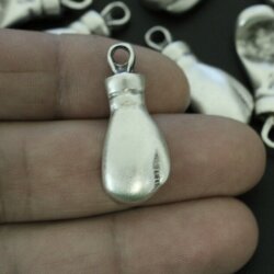 5 boxing glove Pendants, Antique Silver