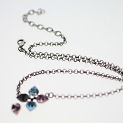 necklace setting for 4 and 8,8x8 mm Chatons, Heart Swarovski Crystals