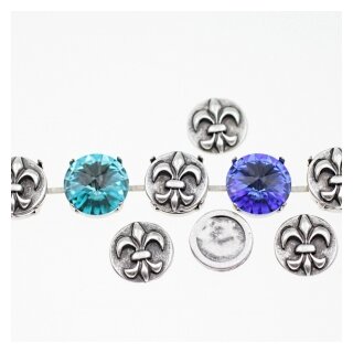 10 Stk. Fleur-de-Lys Rosetten für 14 mm Rivoli Kessel