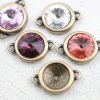 5 pcs. 2 loops Pendants settings for 12 mm Rivoli, antique brass