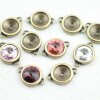 5 pcs. 2 loops Pendants settings for 12 mm Rivoli, antique brass