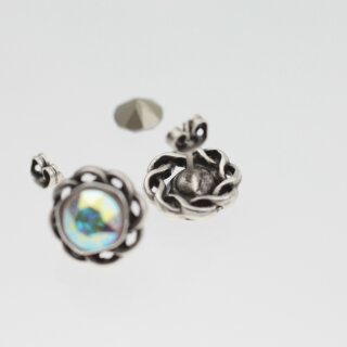 Ohrstecker Fassung fr 8 mm Chatons Swarovski Stein