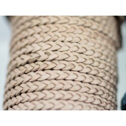 1 m flat braided leather cord Natural