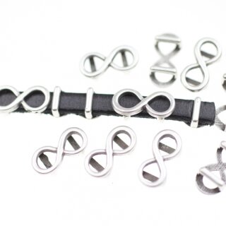 20 Infinity Schiebeperlen small fr 5x2 mm Flaches Leder