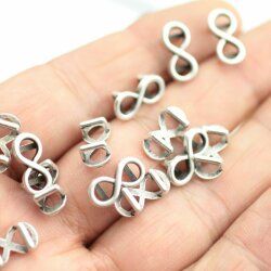 20 Infinity Sliderbeads small for 5x2 mm flat braided leather