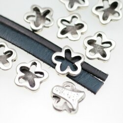 5 Flower Sliderbeads for 15x2,5 mm flat braided leather