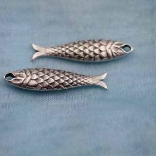 5 Fish Charms Pendant Antique Silver