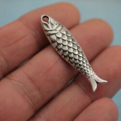 5 Fish Charms Pendant Antique Silver