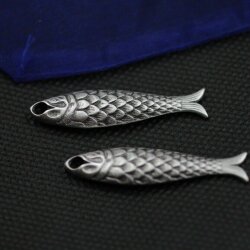 5 Fish Charms Pendant Antique Silver