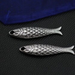 5 Fish Charms Pendant Antique Silver