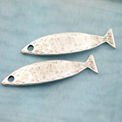 5 Antique Silver Fish Charms Pendant
