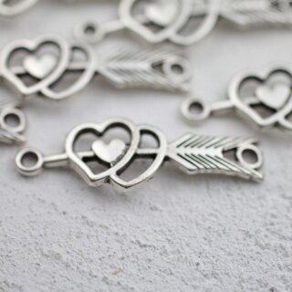 10 arrow through Heart Pendants, charms