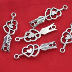 10 arrow through Heart Pendants, charms