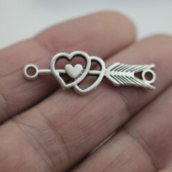 10 arrow through Heart Pendants, charms