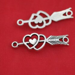 10 arrow through Heart Pendants, charms