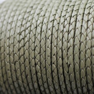 1 m Khakigrau, Geflochtenes Leder 4 mm