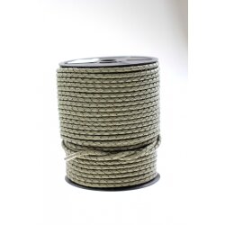 1 m Khaki Grey, braided Leather 4 mm