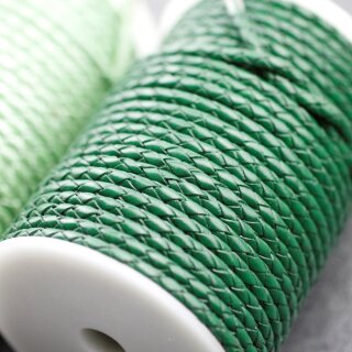 1 m Blattgrn, Geflochtenes Leder 4 mm